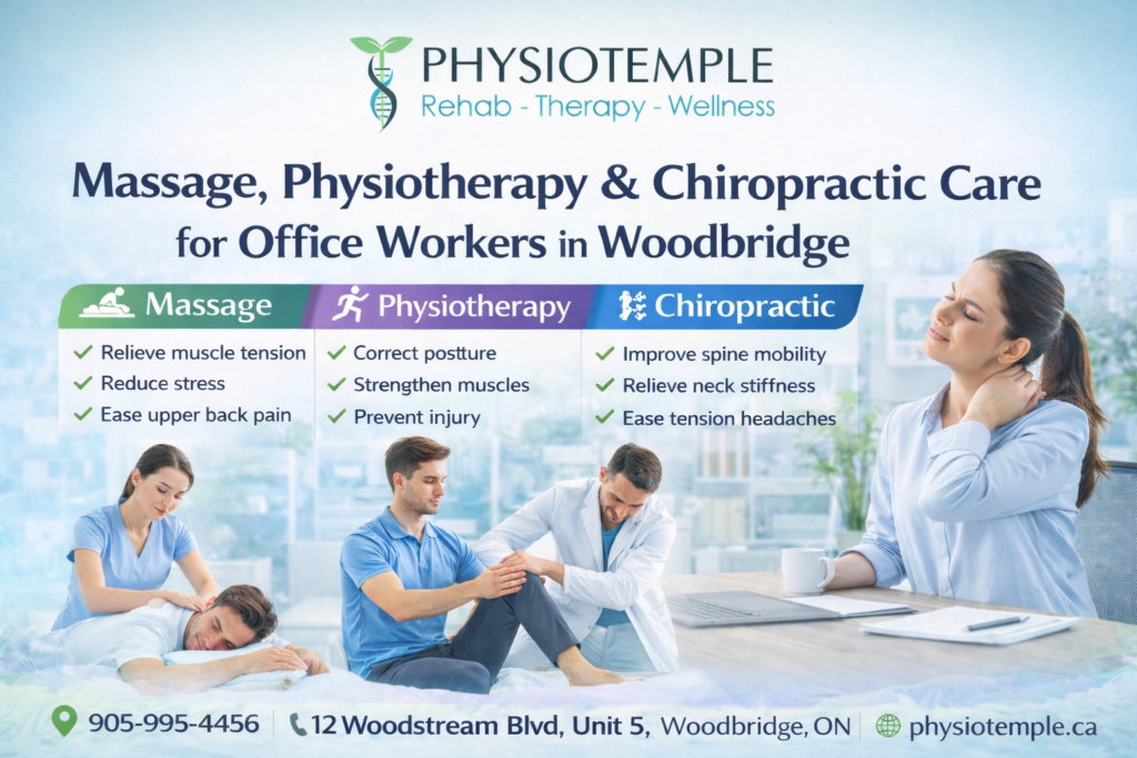 Massage, physiotherapy and chiropractic care for office workers at Physiotemple Health in Woodbridge Vaughan