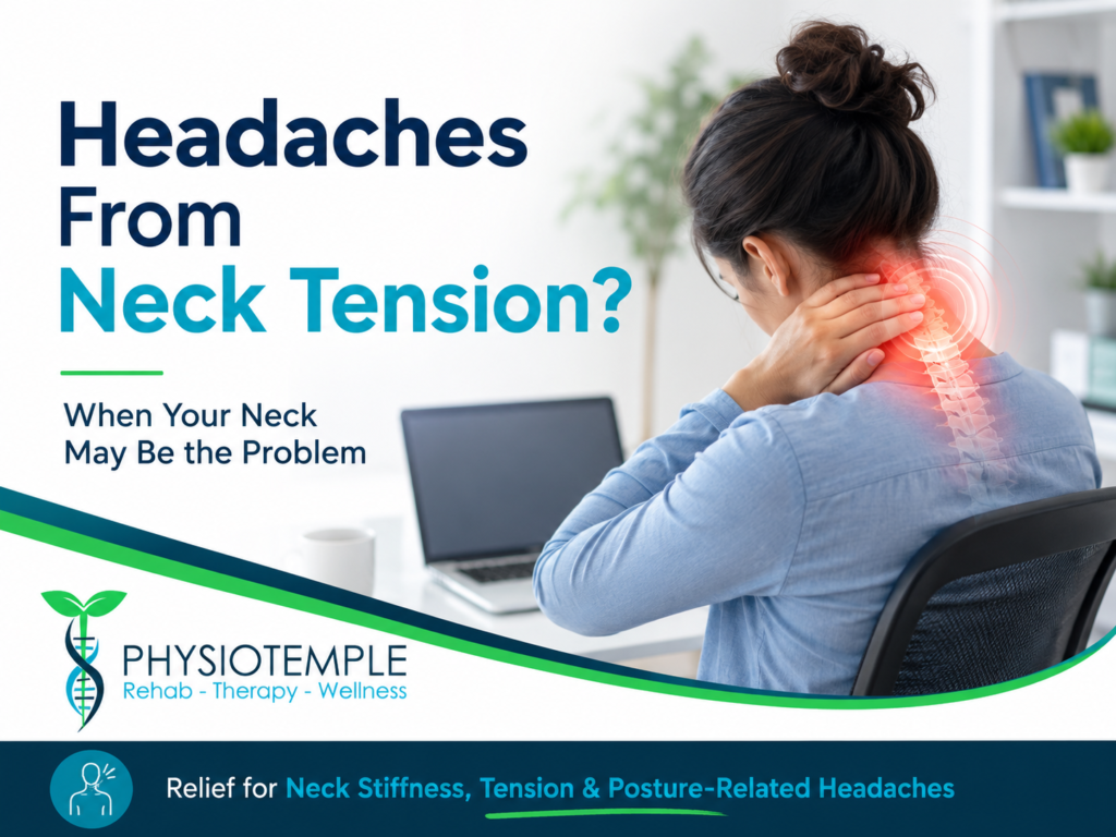 Headaches from neck tension with neck stiffness at a desk in Woodbridge Vaughan
