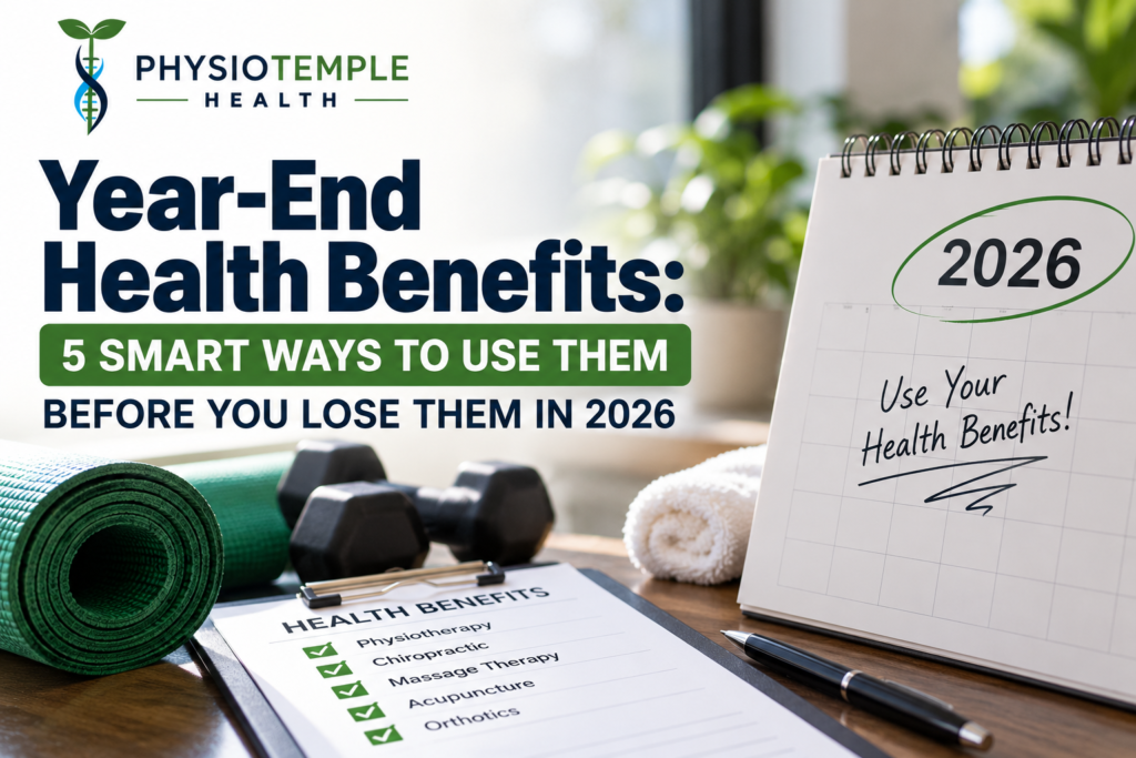 Year-end health benefits reminder for physiotherapy, massage and chiropractic care in Woodbridge Vaughan